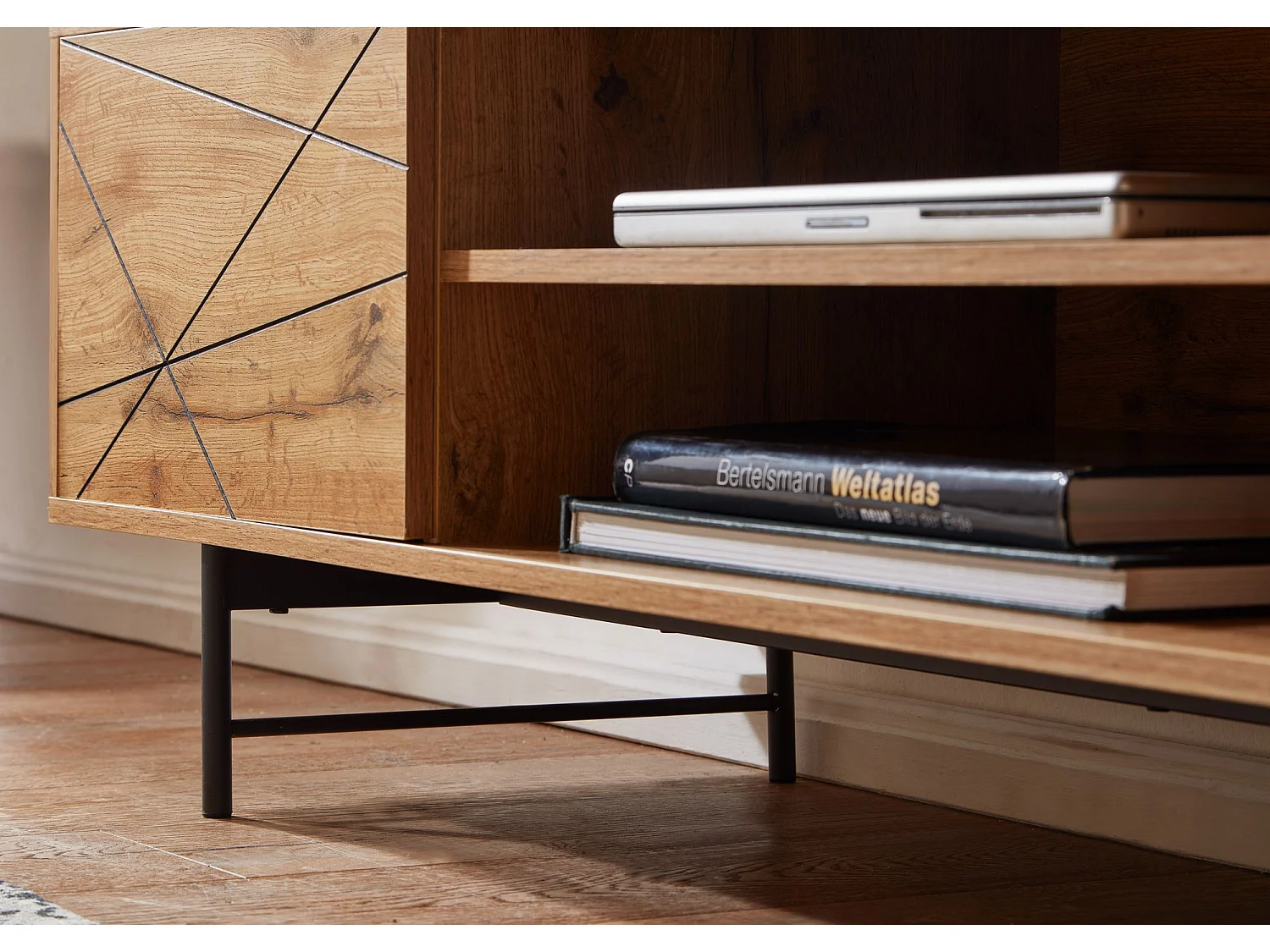 Meuble TV 160x45x40 cm Bois Décor Chêne Lowboard Panneau de Télévision