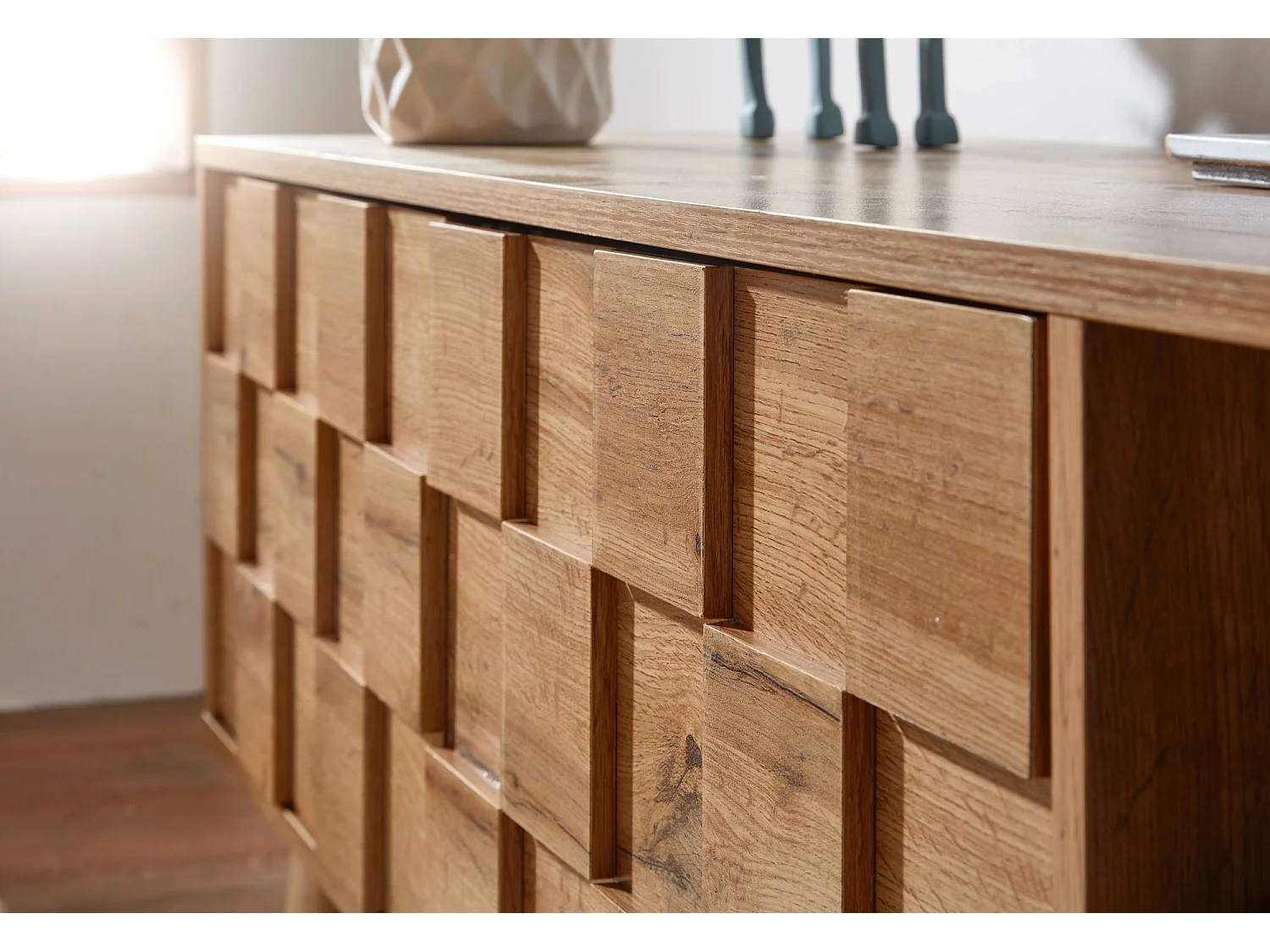 Meuble TV 160x51x40 cm Bois Décor Chêne Lowboard Panneau de Télévision