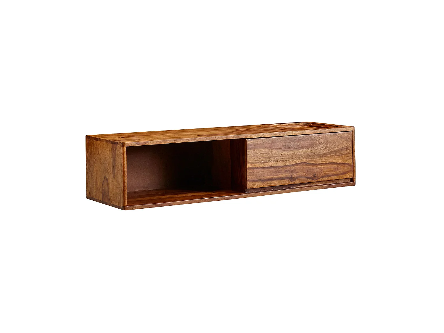 Meuble TV Suspendu 108x25x34 cm Bois Massif Panneau Télévision Lowboard