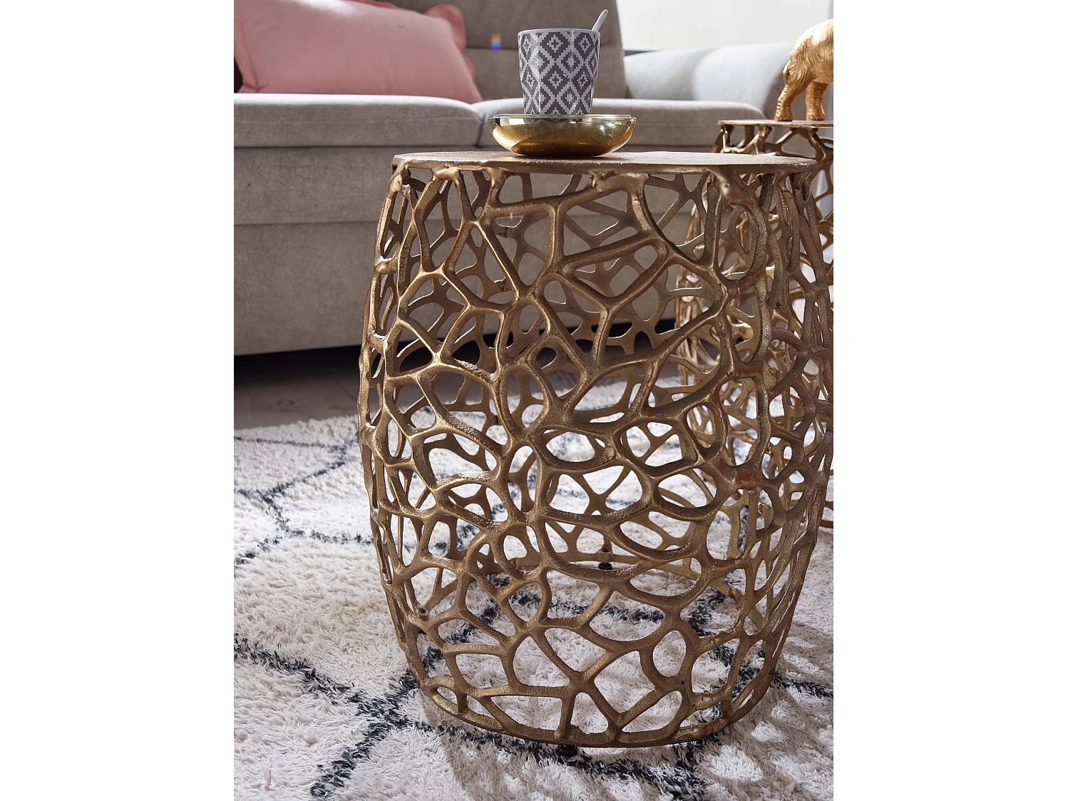 Table d'appoint Lot de 2 Petite Table Basse de Salon Ronde Moderne