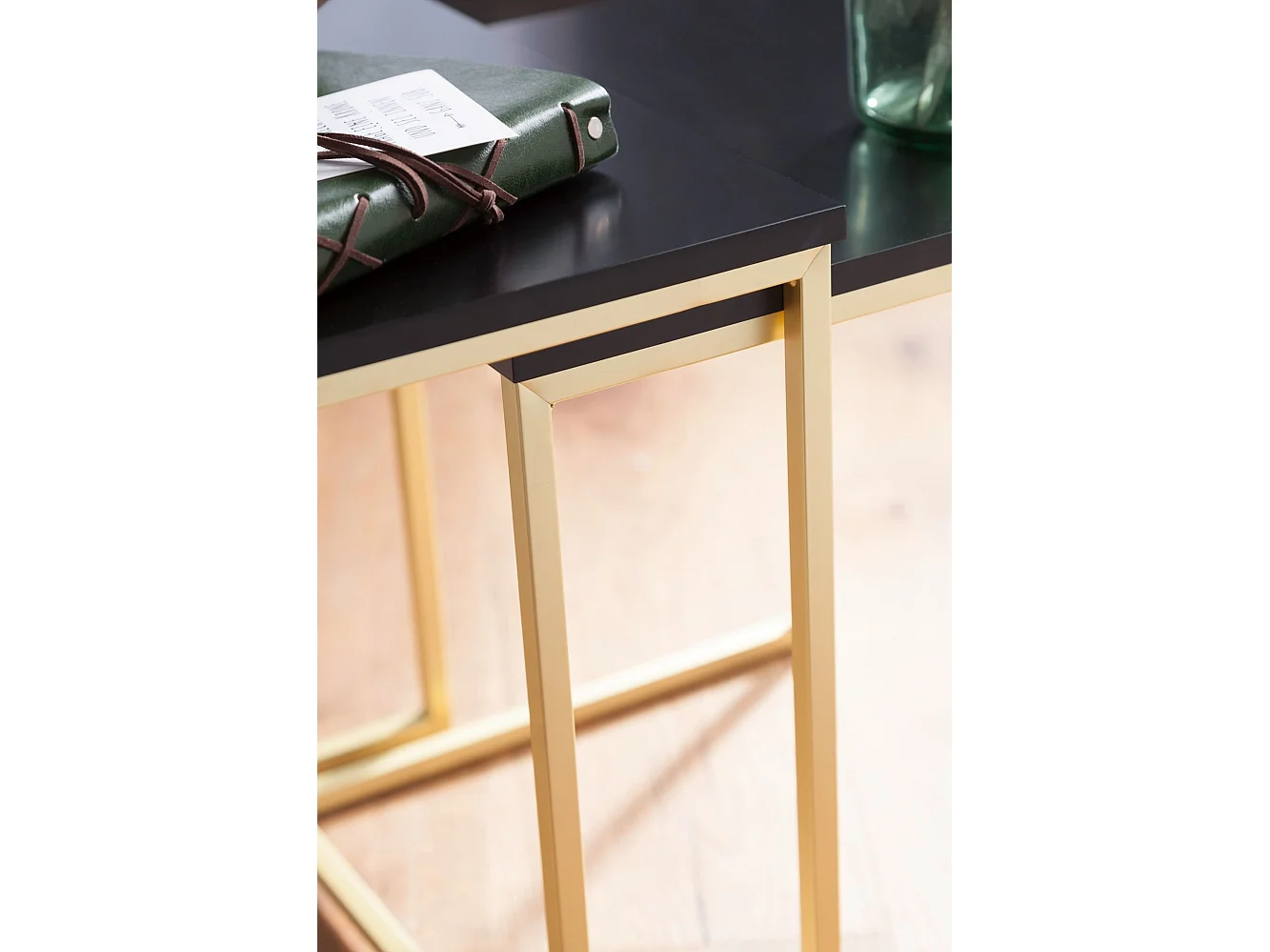 Set di 2 tavolini MDF Metallo 48 x 46 x 36 cm Tavolino da salotto Nero