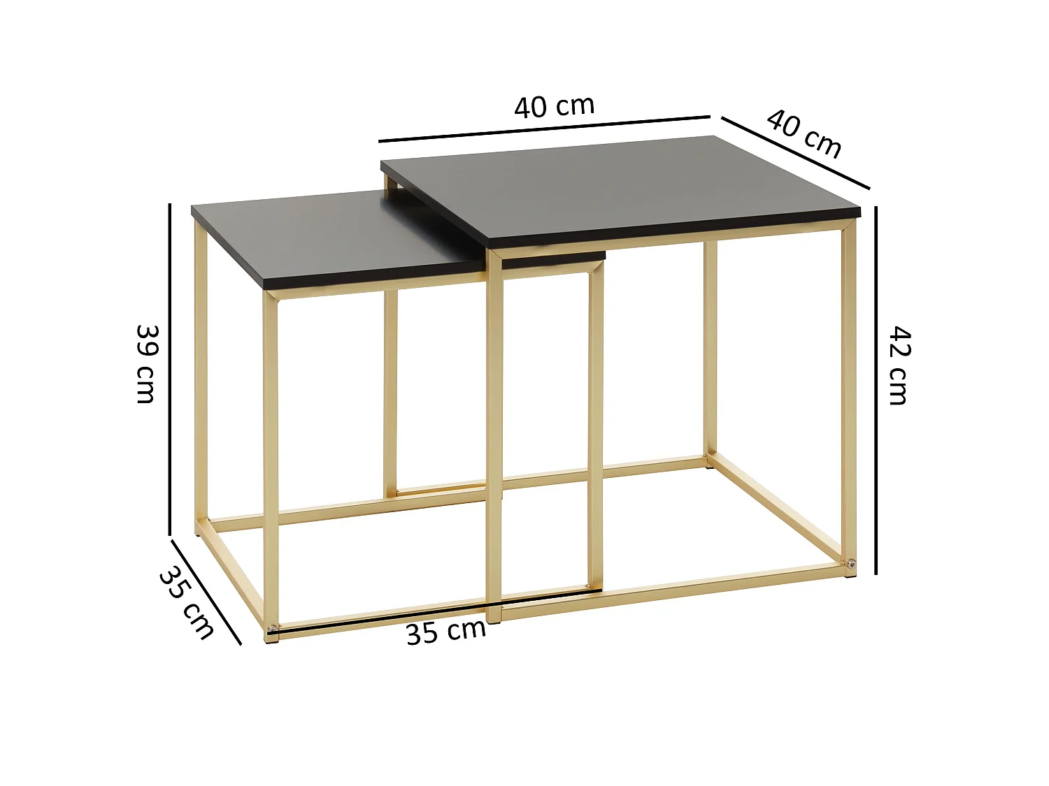 Table gigogne lot de 2 Bois / Métal Table basse Table d'appoint Design