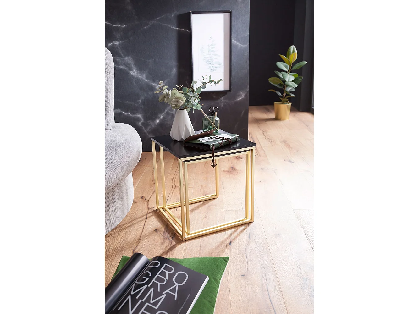 Table gigogne lot de 2 Bois / Métal Table basse Table d'appoint Design