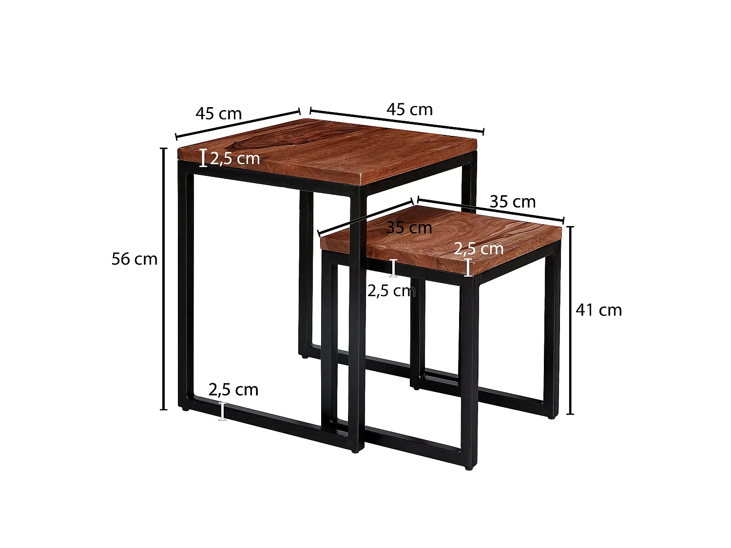 table gigogne table d'appoint table basse lot de 2 table de salon bois massif