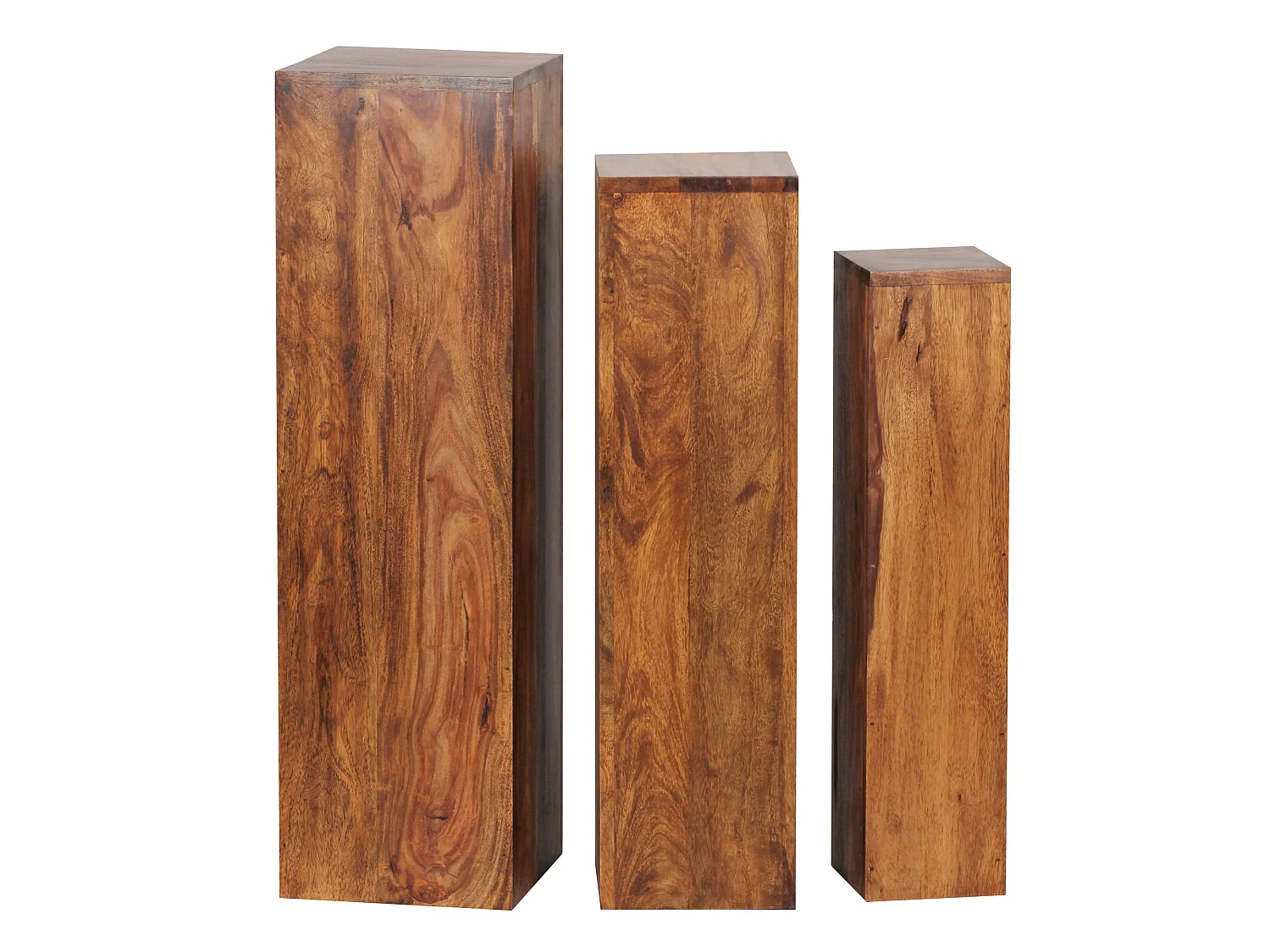 set di 3 tavolini da salotto in legno massello massiccio colonne