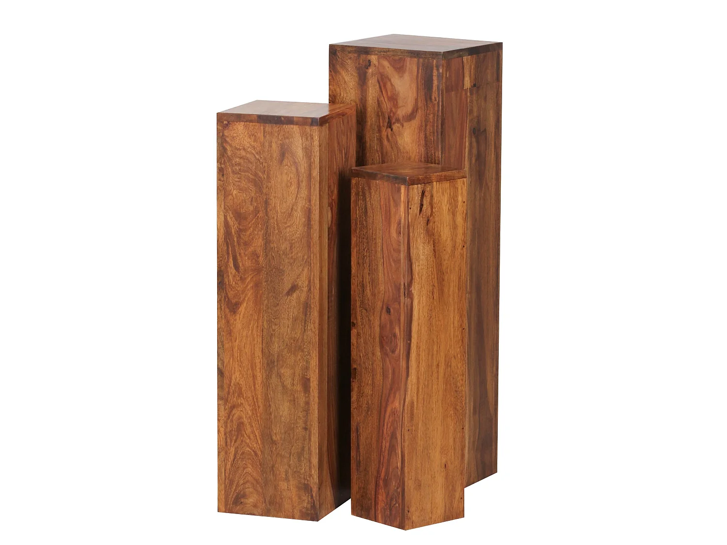 set di 3 tavolini da salotto in legno massello massiccio colonne