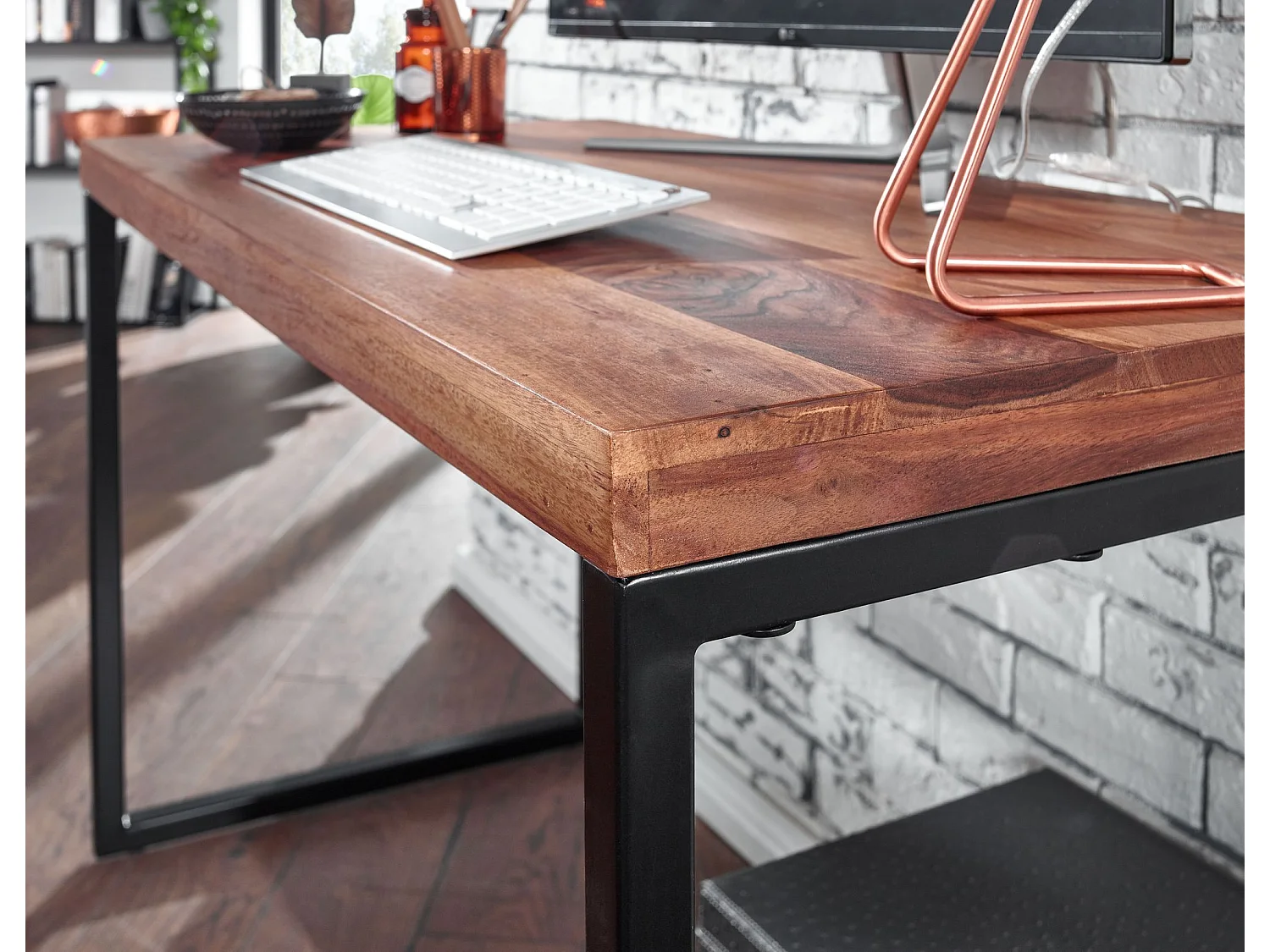 Schreibtisch  Bürotisch Massivholz 117x59x76,5 cm Computertisch Tisch