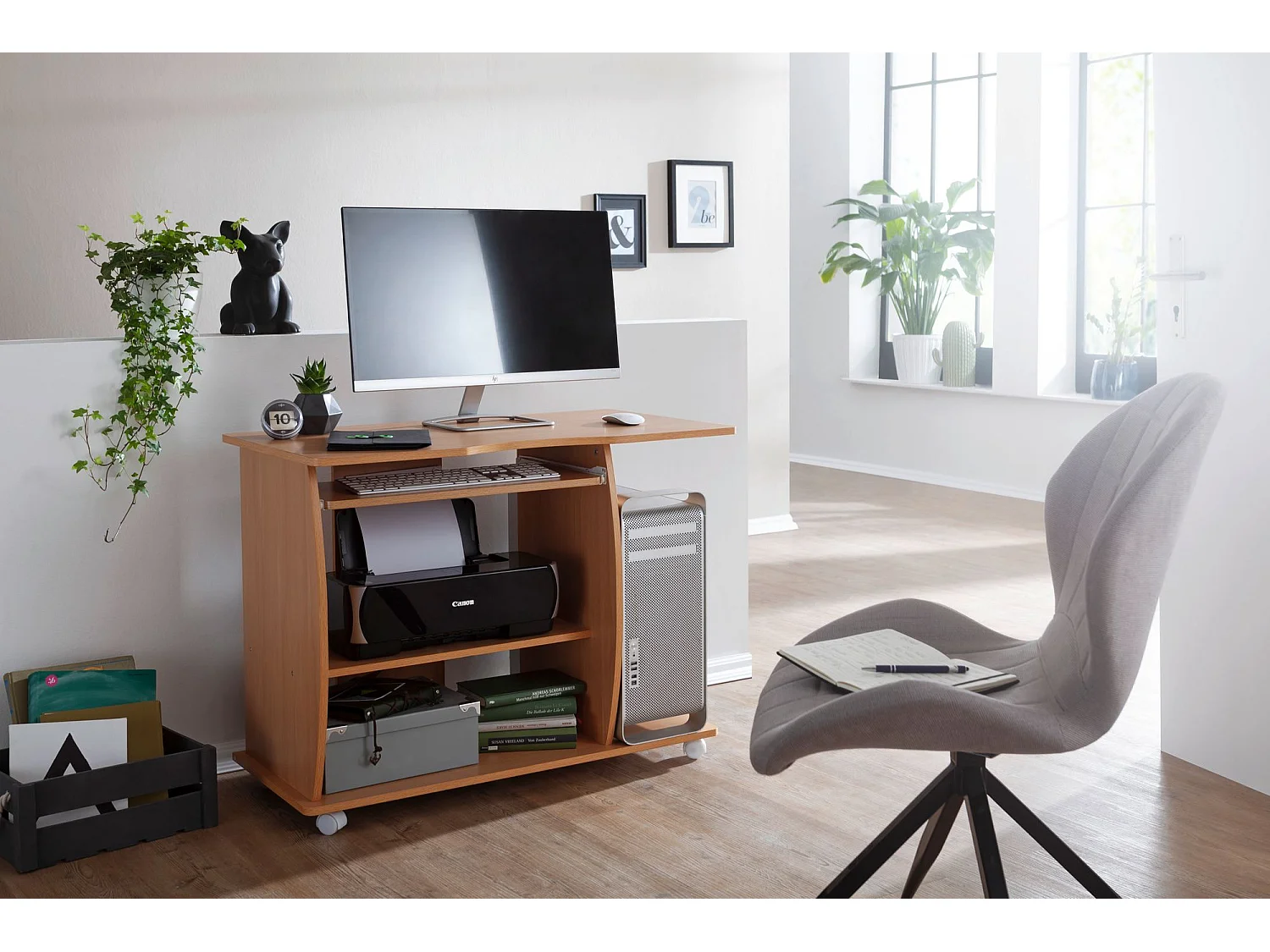 Scrivania Ufficio 90 x 71 x 50 cm Faggio Legno Tavolo con ruote Moderna