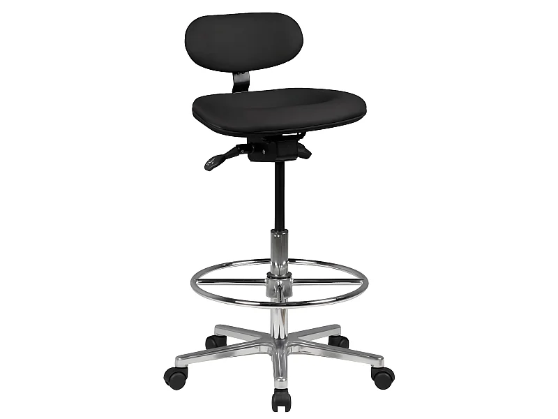 Arbeitsstuhl Rollhocker mit Lehne Höhenverstellbar Drehhocker Hocker Stehhilfe