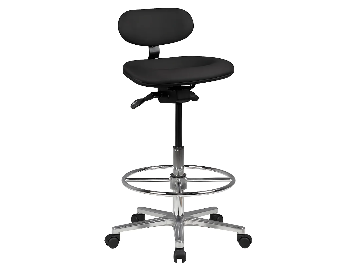 Arbeitsstuhl Rollhocker mit Lehne Höhenverstellbar Drehhocker Hocker Stehhilfe