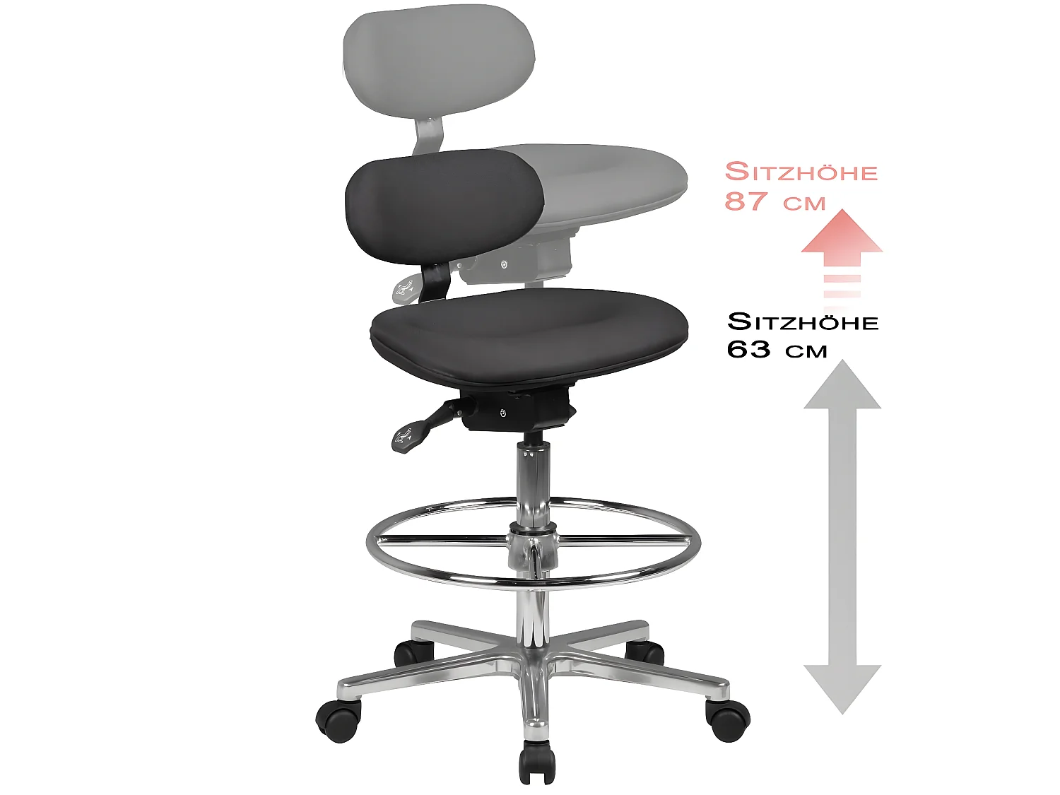 Design Tabouret à Roulettes Pivotant 360° Rembourré Tabouret de bureau