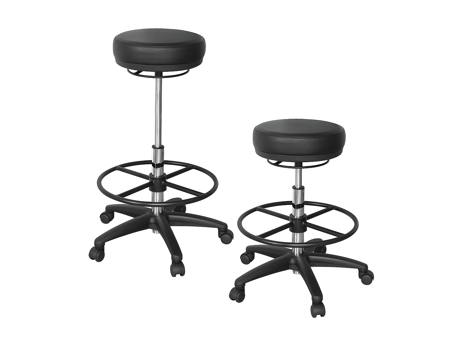 Design Tabouret à Roulettes Pivotant 360° Rembourré Tabouret de bureau