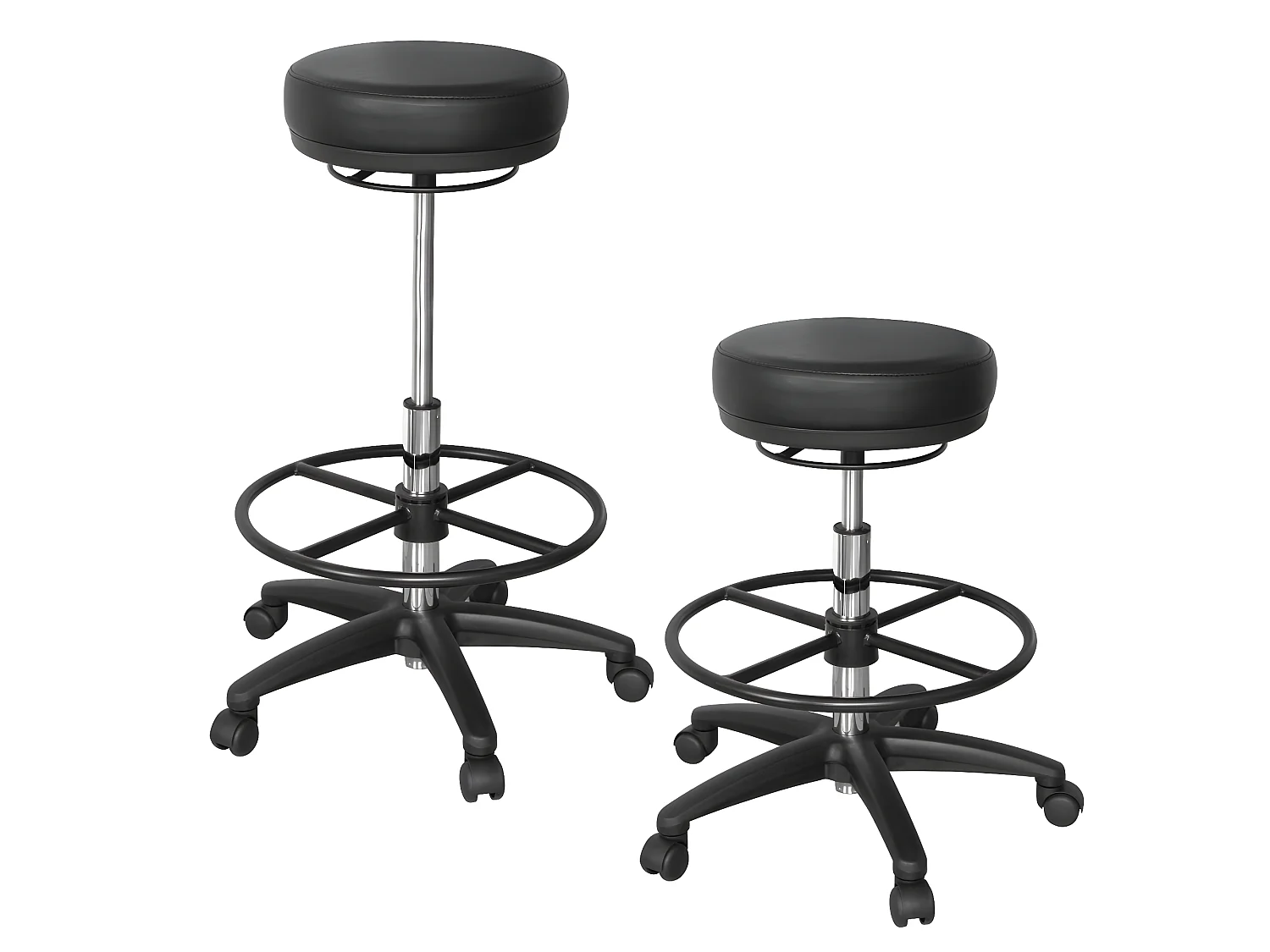 Design Tabouret à Roulettes Pivotant 360° Rembourré Tabouret de bureau