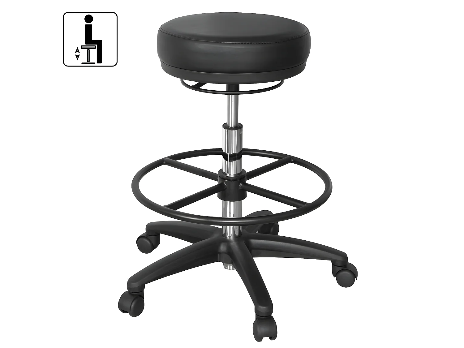 Design Tabouret à Roulettes Pivotant 360° Rembourré Tabouret de bureau