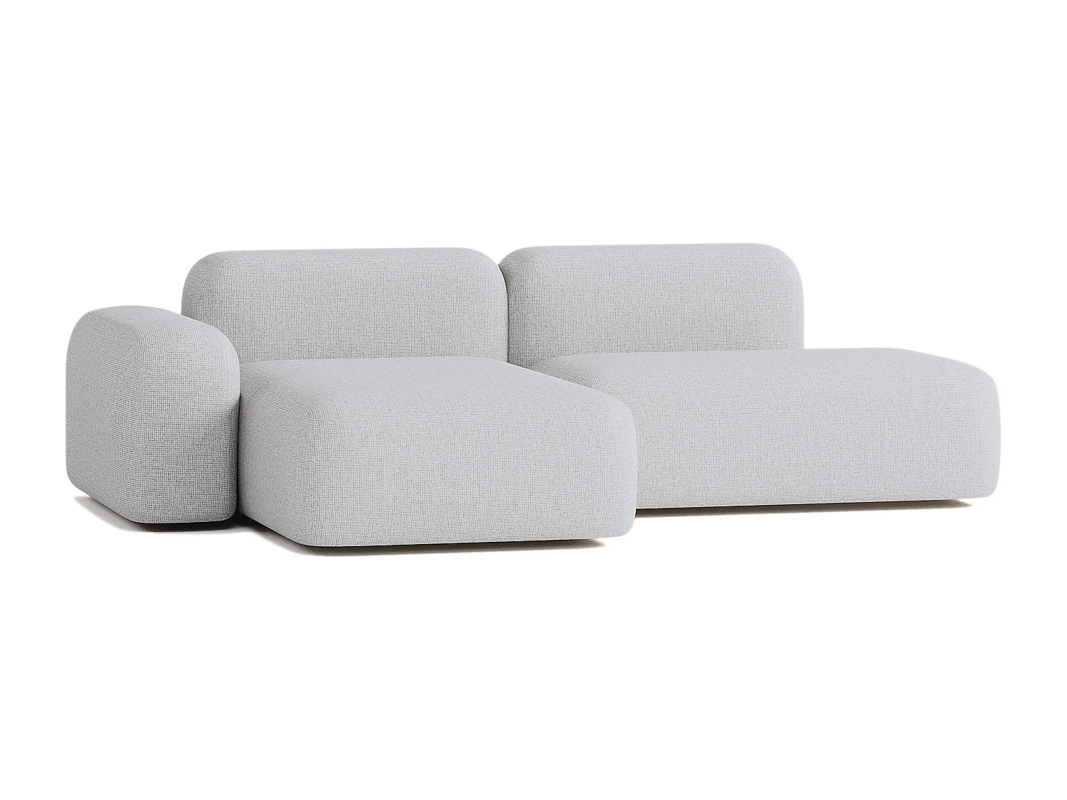 Canapé d'angle modulable Max 3 places en tissu gris clair