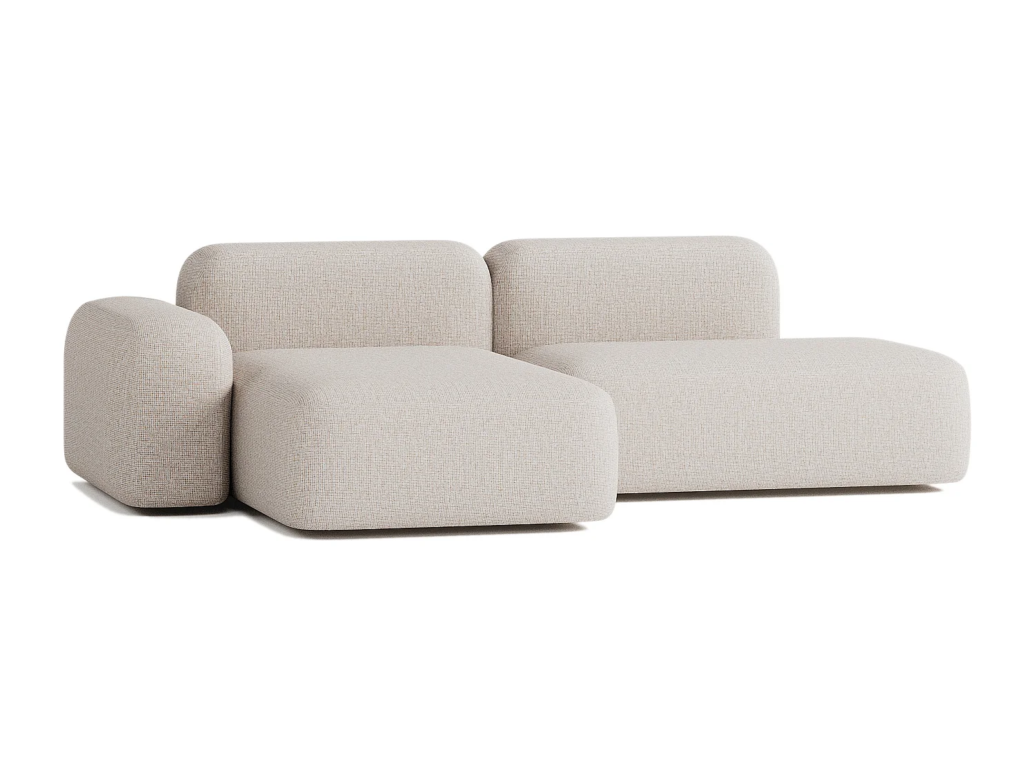 Canapé d'angle modulable Max 3 places en tissu beige