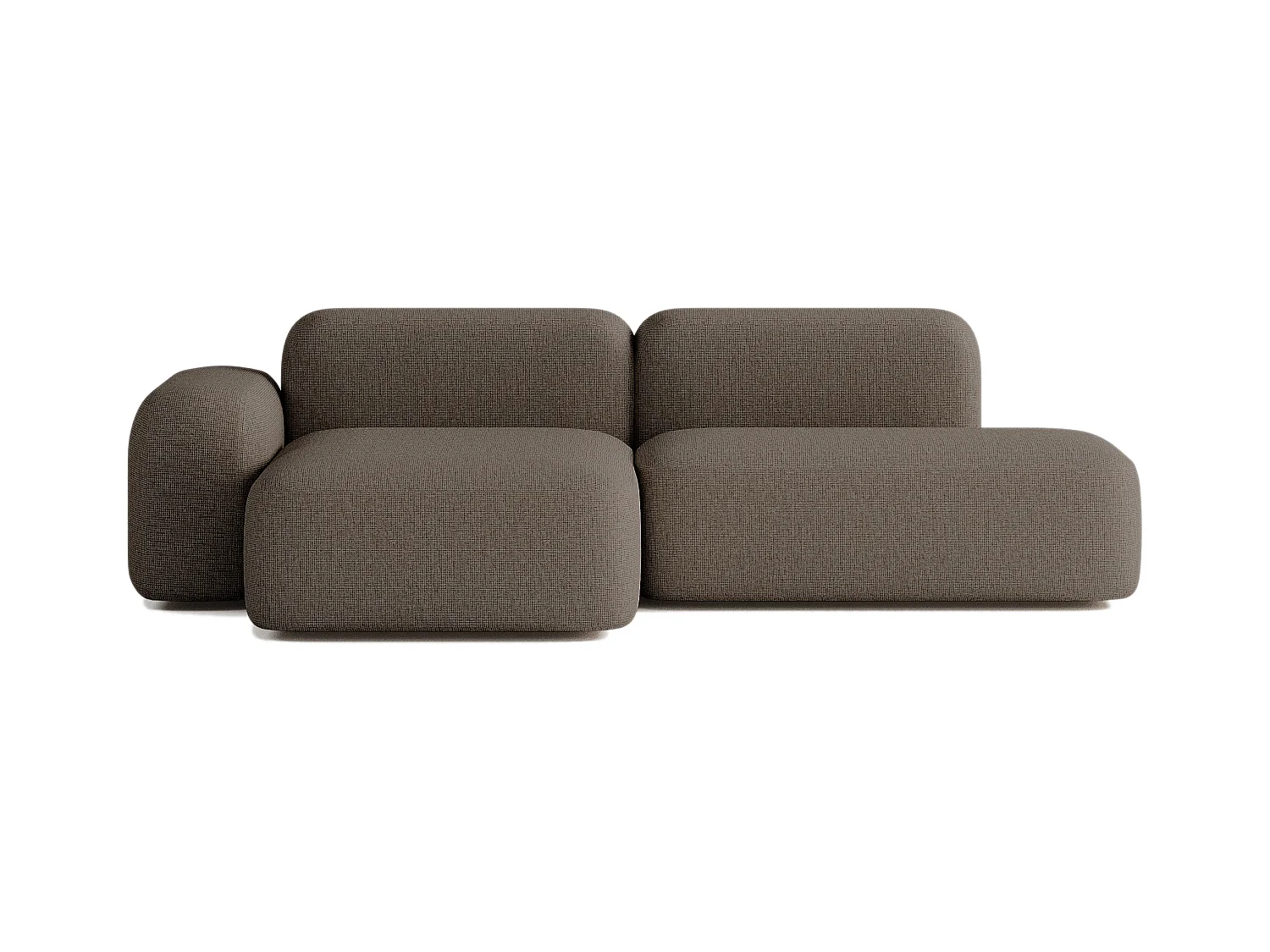 Canapé d'angle modulable Max 3 places en tissu marron