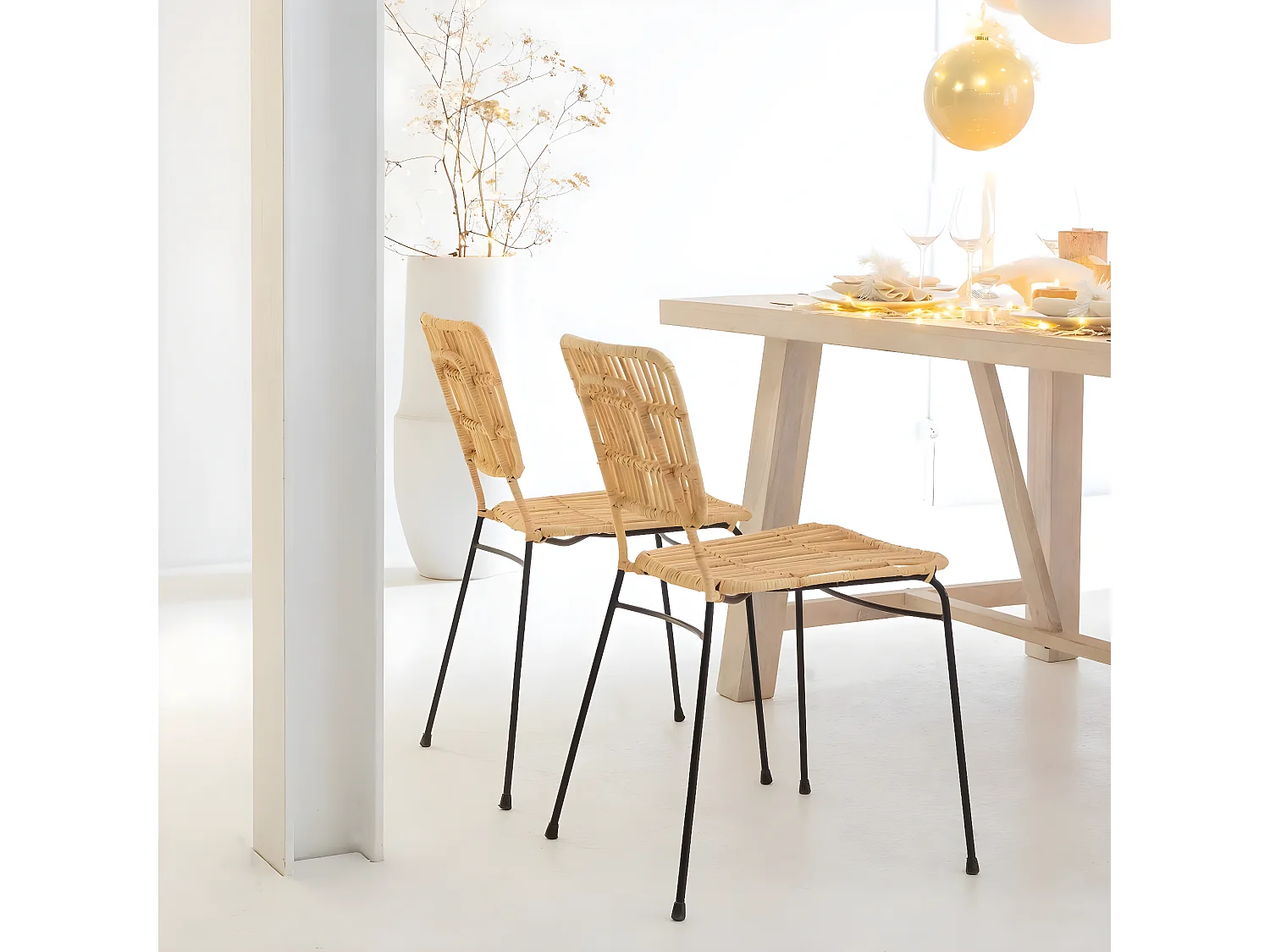 Chaise en rotin et en métal Sélina (lot de 2)