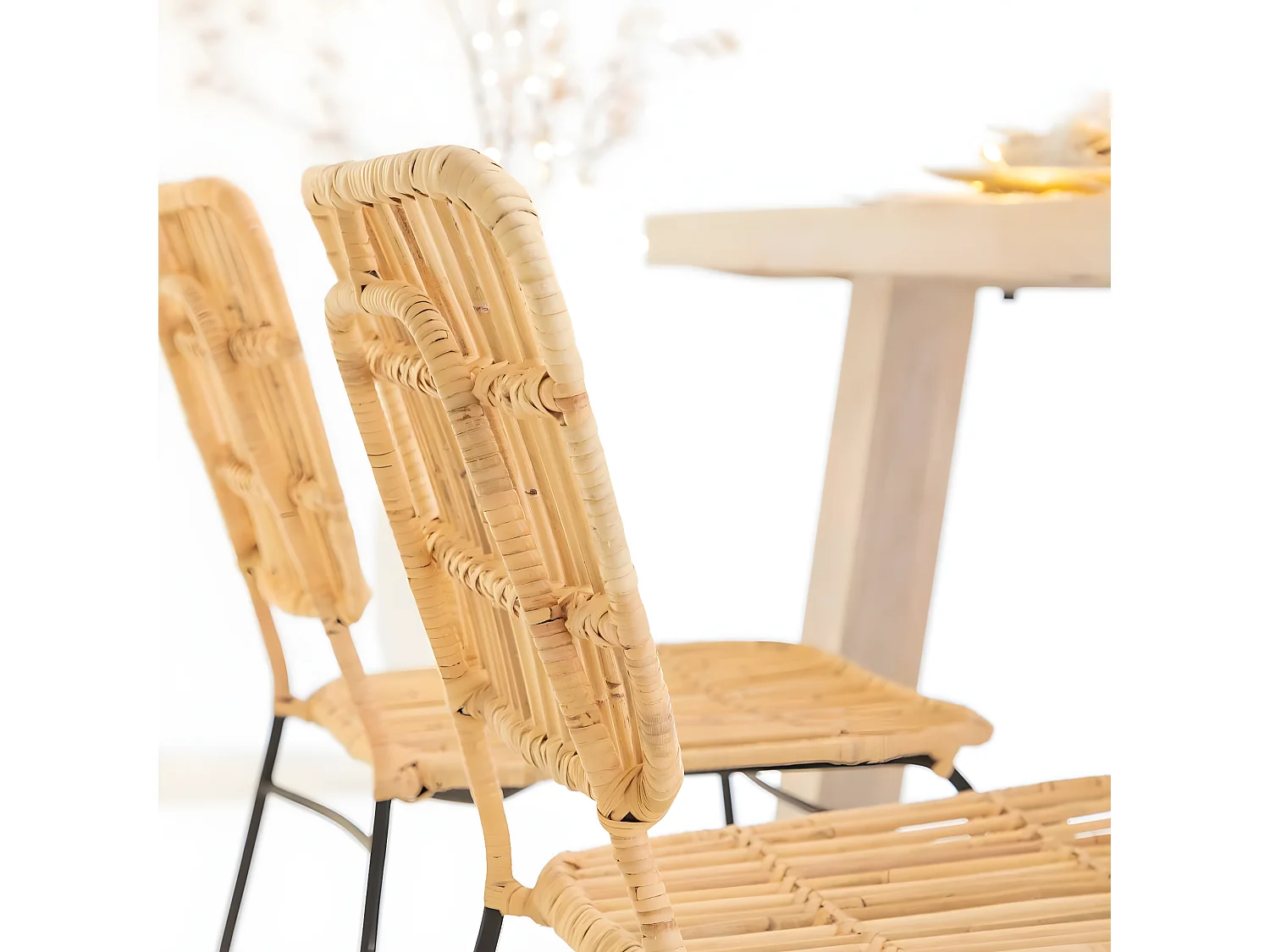 Chaise en rotin et en métal Sélina (lot de 2)