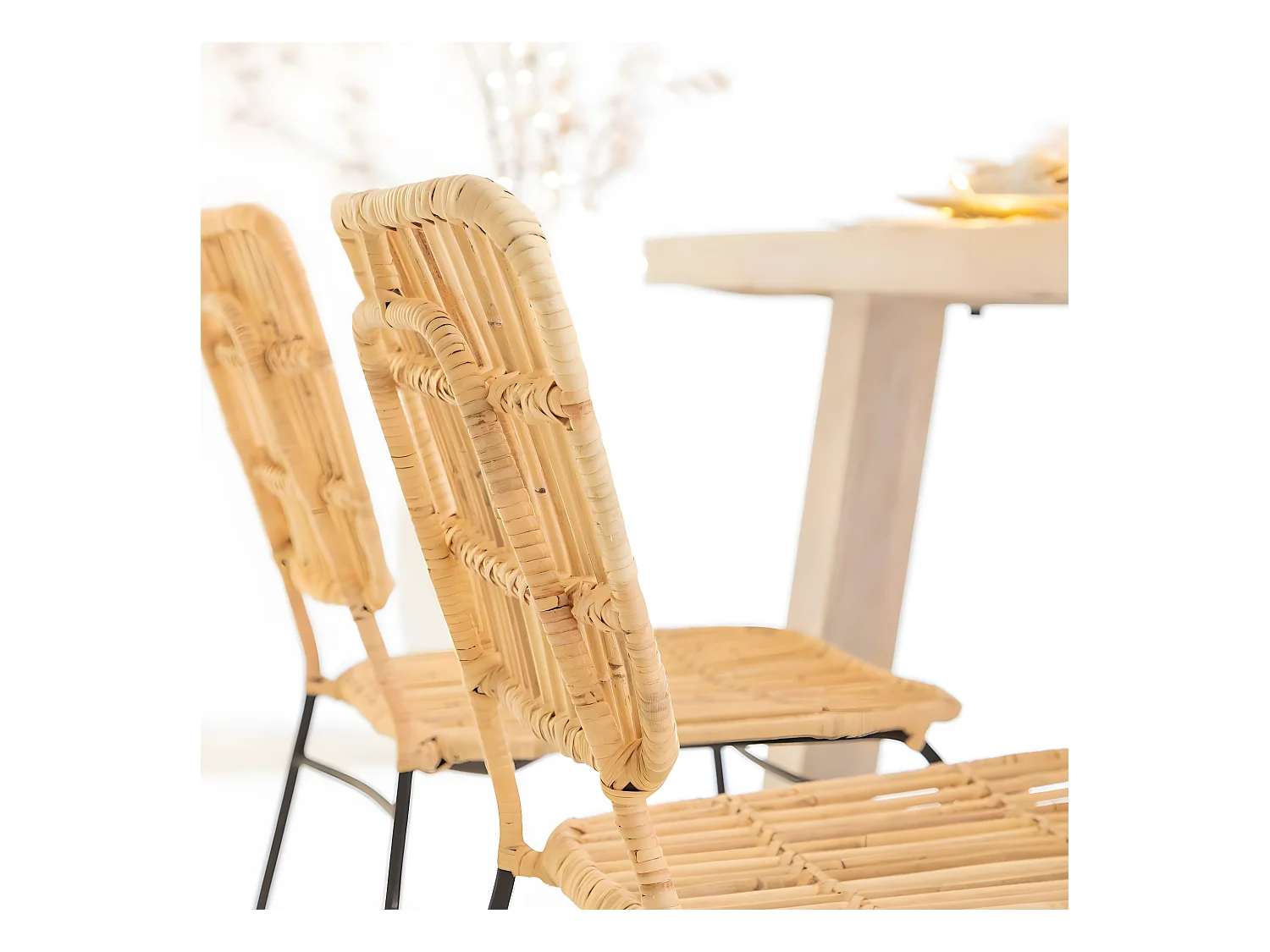 Juego de 2 sillas de ratán y metal Selina para un toque bohemio sofisticado