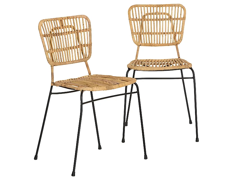 Chaise en rotin et en métal Sélina (lot de 2)