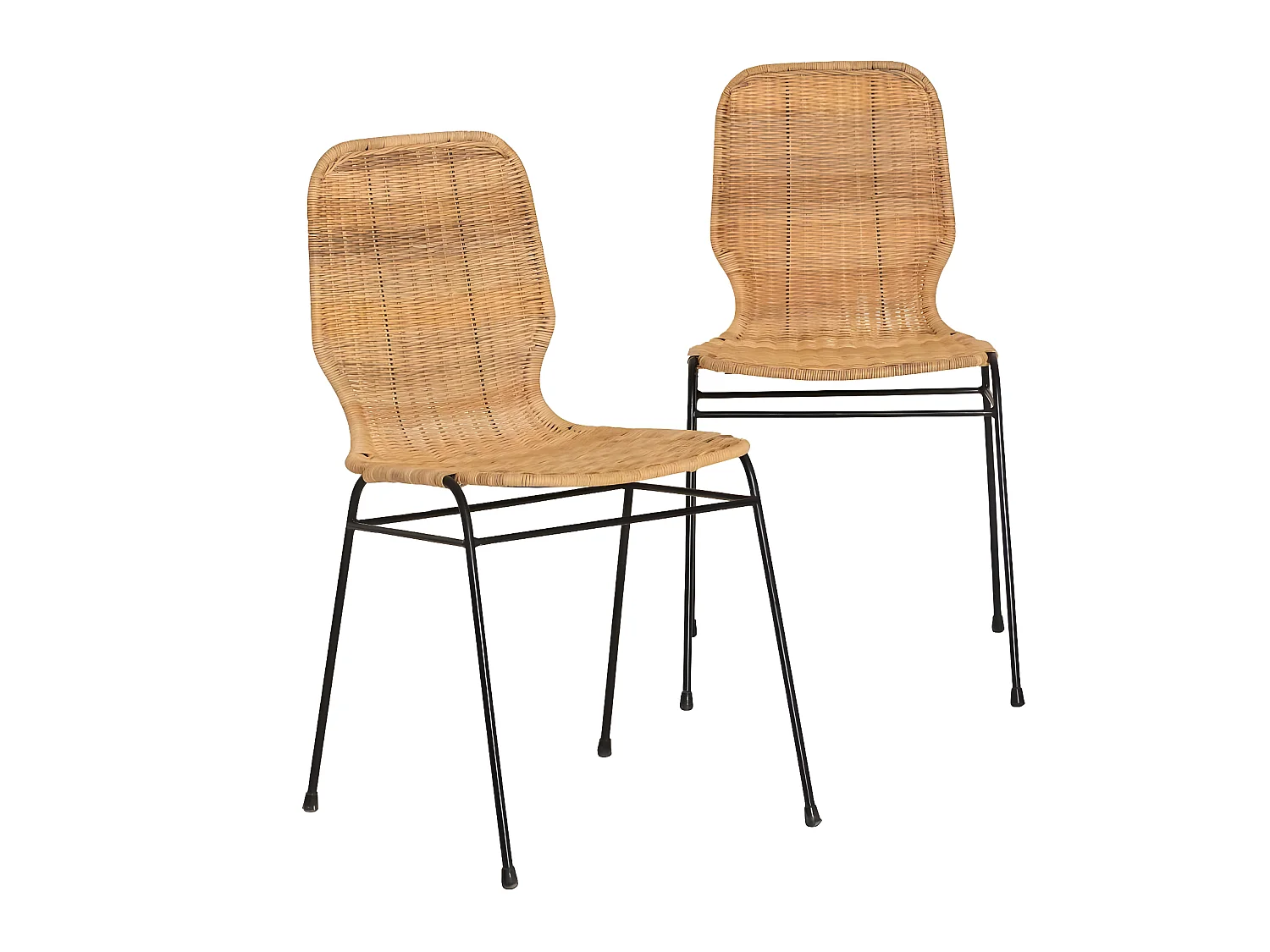 Chaise en métal et rotin Minal (lot de 2)