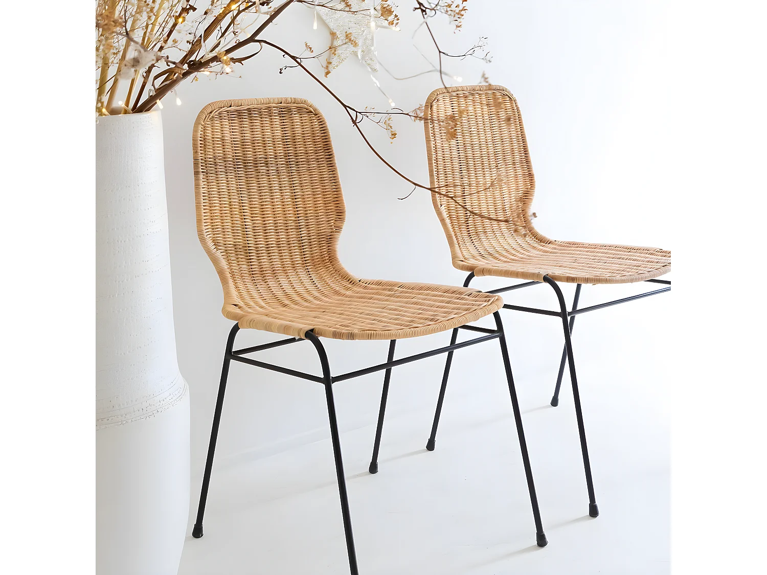 Chaise en métal et rotin Minal (lot de 2)