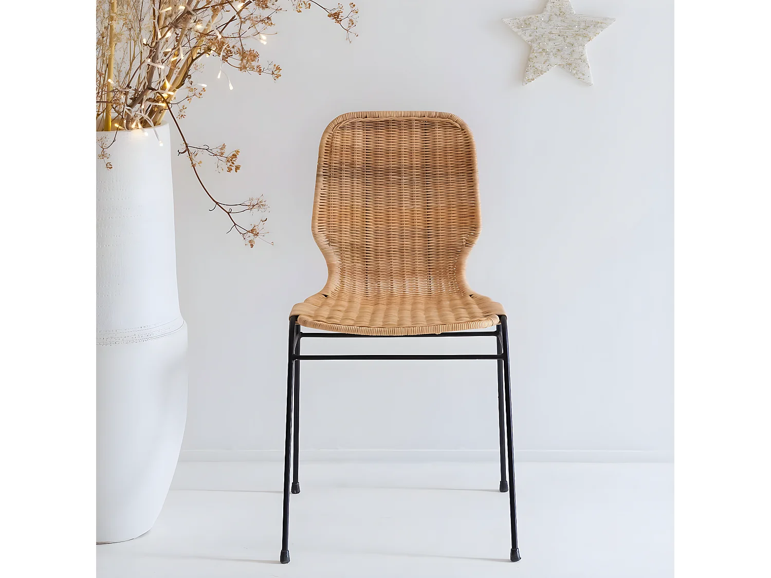 Chaise en métal et rotin Minal (lot de 2)