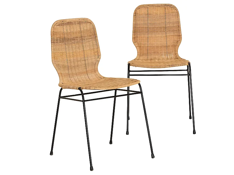 Chaise en métal et rotin Minal (lot de 2)