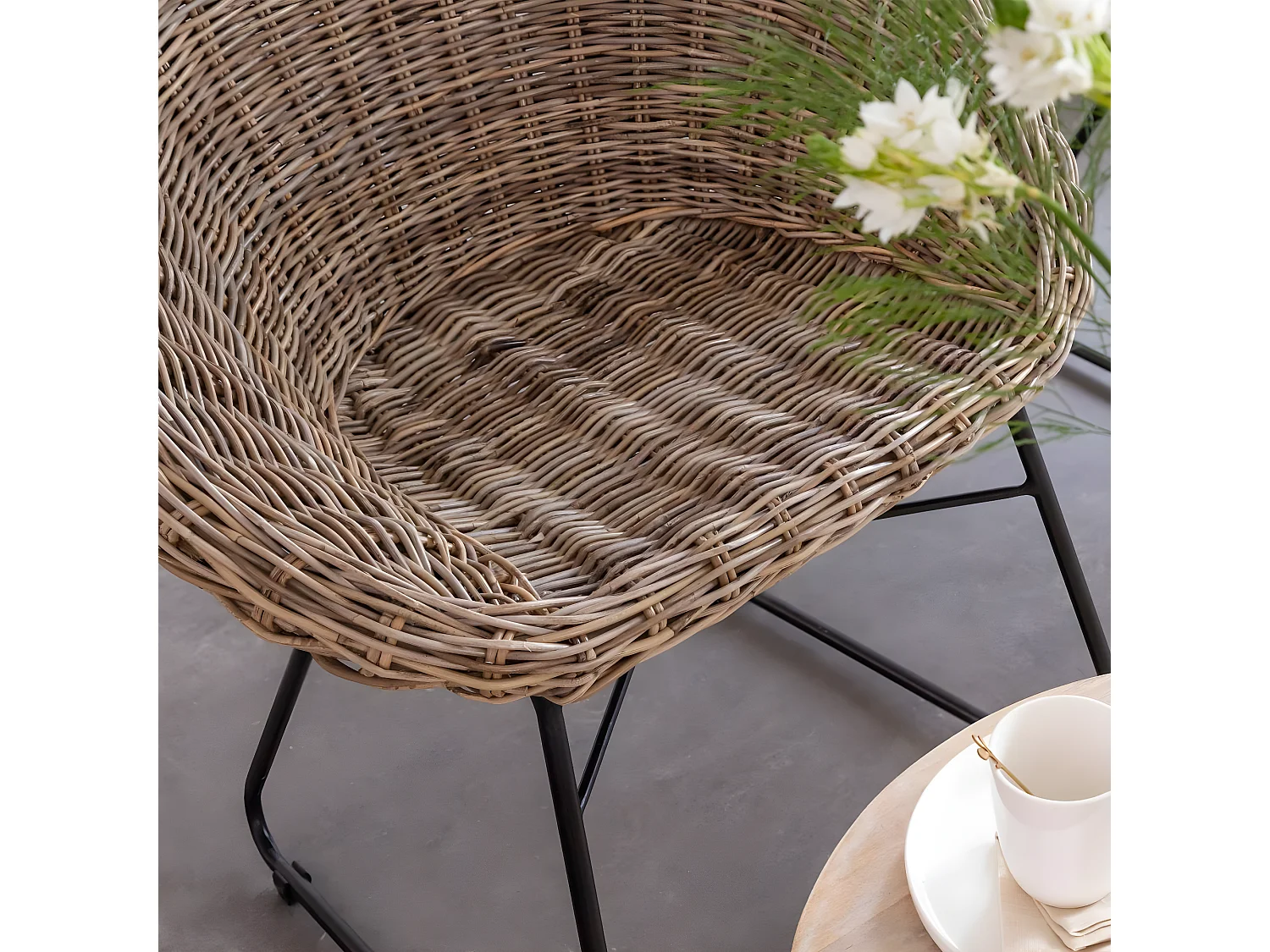 Lote de 2 sillas de ratán Uma sin reposabrazos, color marrón