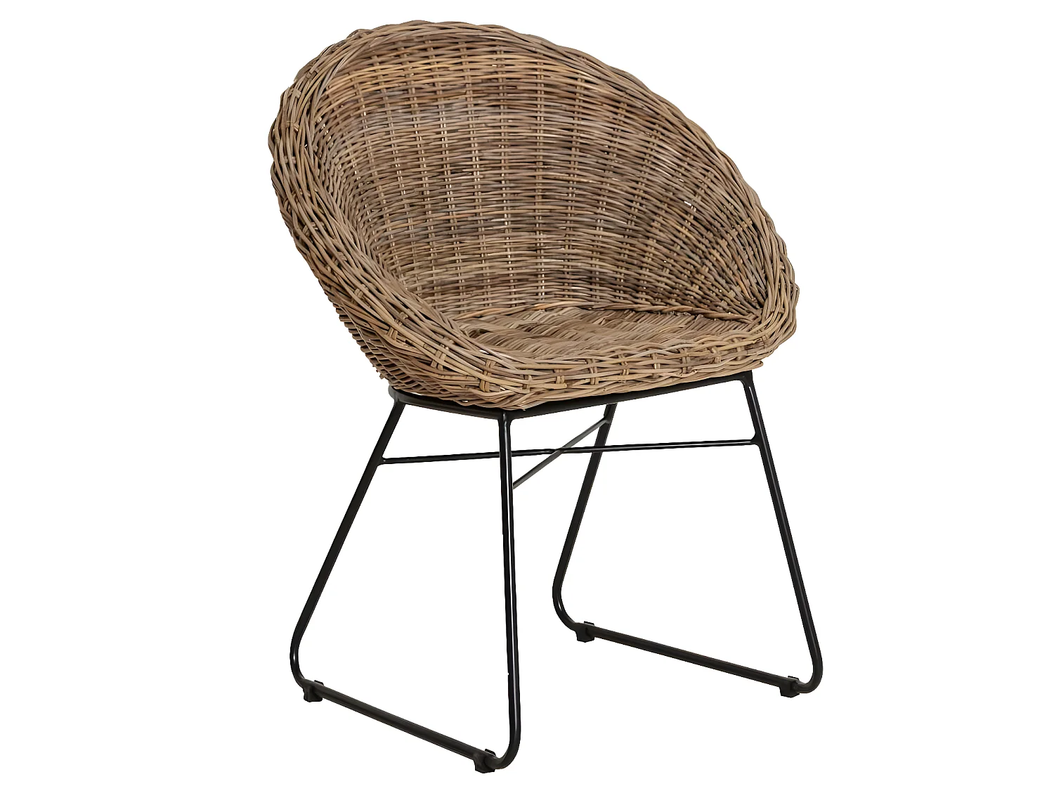 Lote de 2 sillas de ratán Uma sin reposabrazos, color marrón