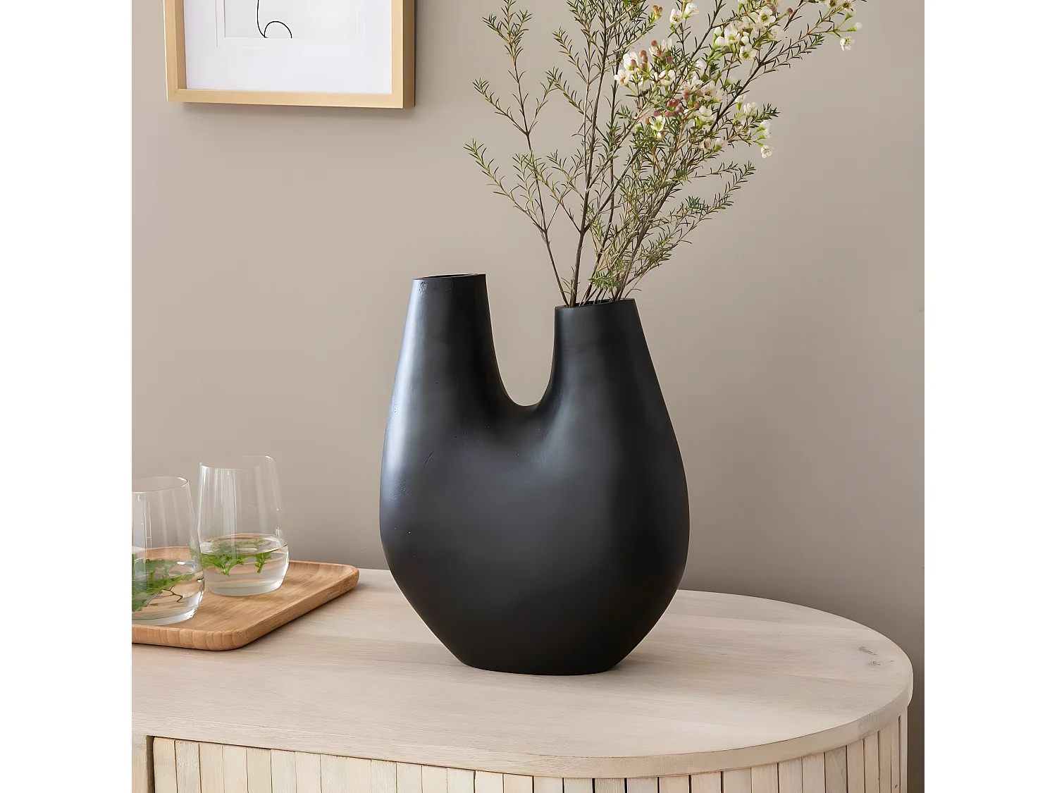 Vase noir 2 tiges en aluminium Tulipa