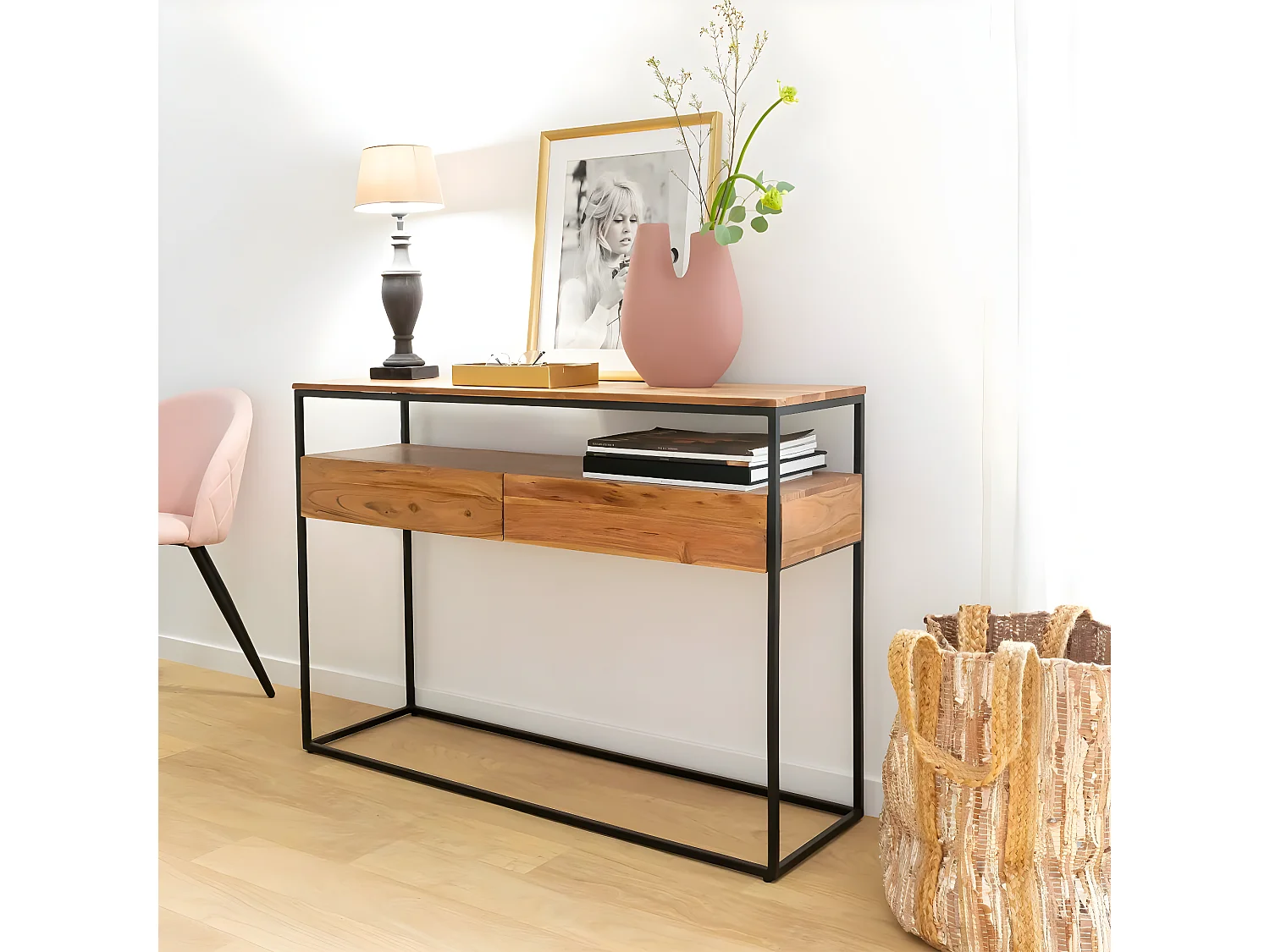 Vase rose 2 tiges en aluminium Tulipa