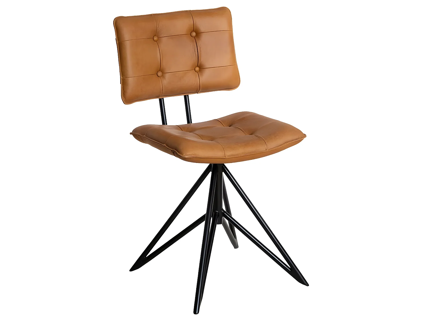 Chaise en cuir marron et métal Alex  (lot de 2)