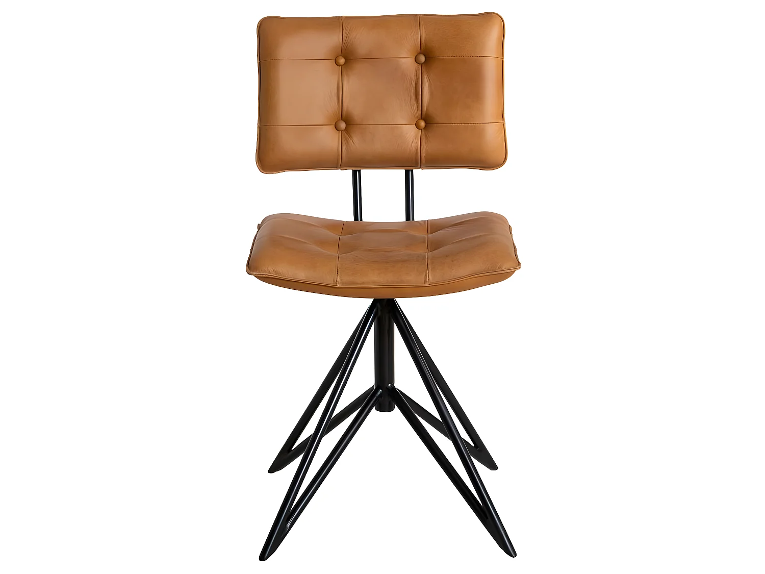 Chaise en cuir marron et métal Alex  (lot de 2)