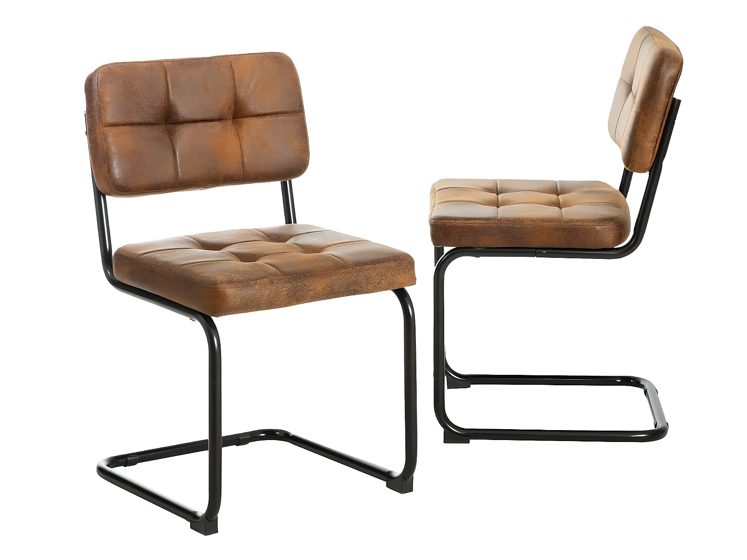 Chaise cantilever en microfibre marron Mambo (lot de 2)