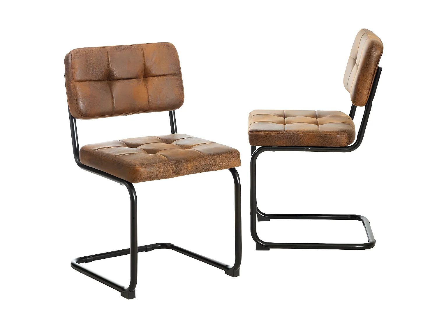 Chaise cantilever en microfibre marron Mambo (lot de 2)