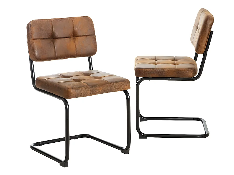 Chaise cantilever en microfibre marron Mambo (lot de 2)