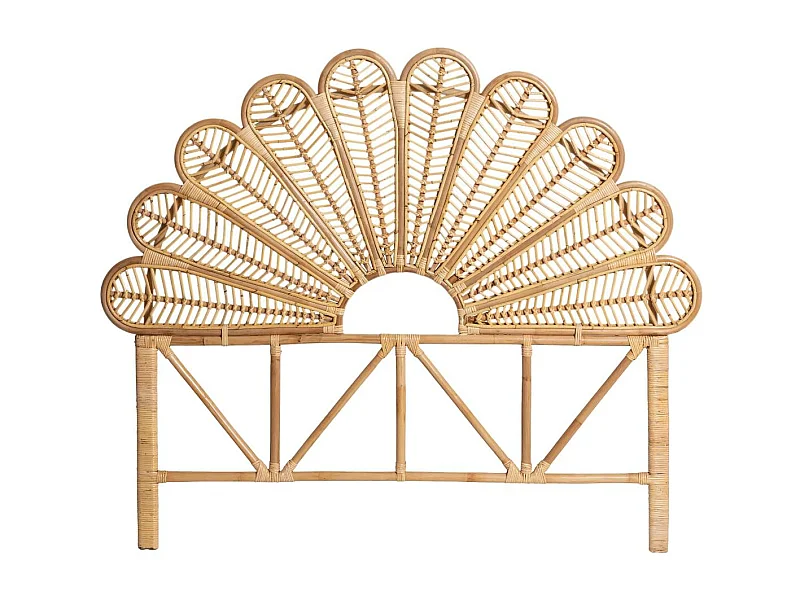 Cabecero de ratán Pavo real con almacenamiento, Made In Meubles