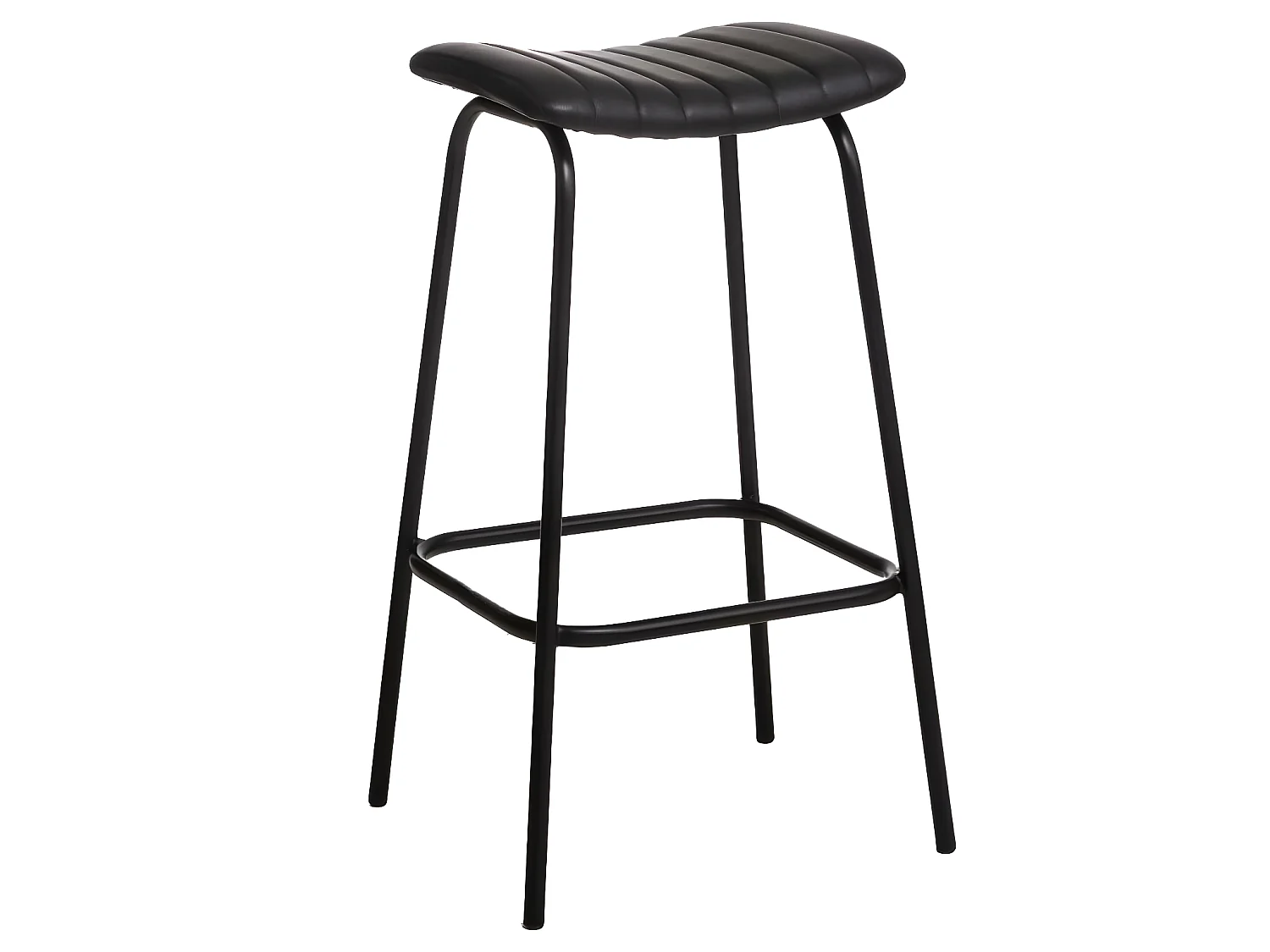 Tabouret de bar en cuir noir et métal Alexandre (lot de 2)