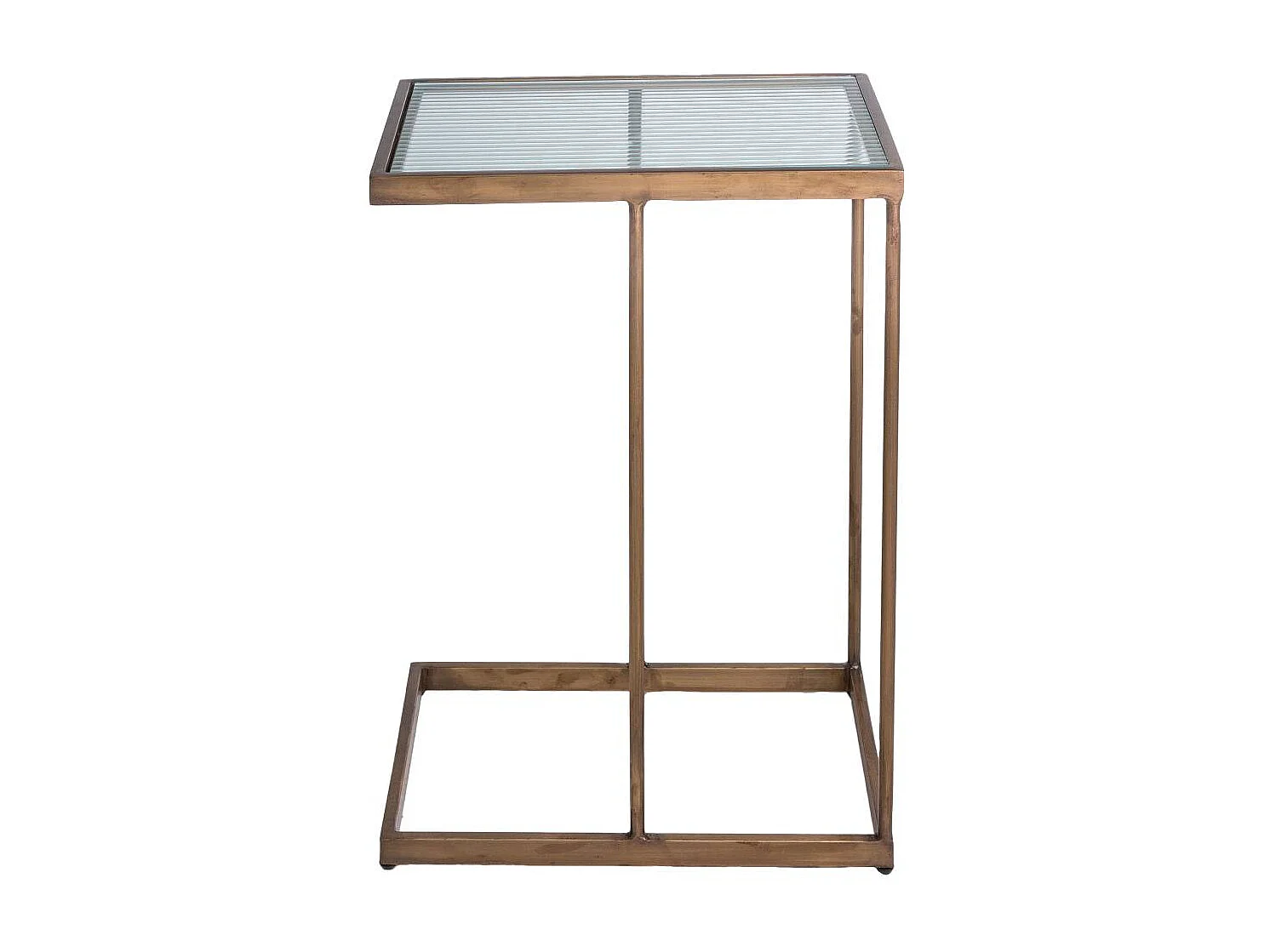 Mesa auxiliar clásica de metal dorado y vidrio Lea