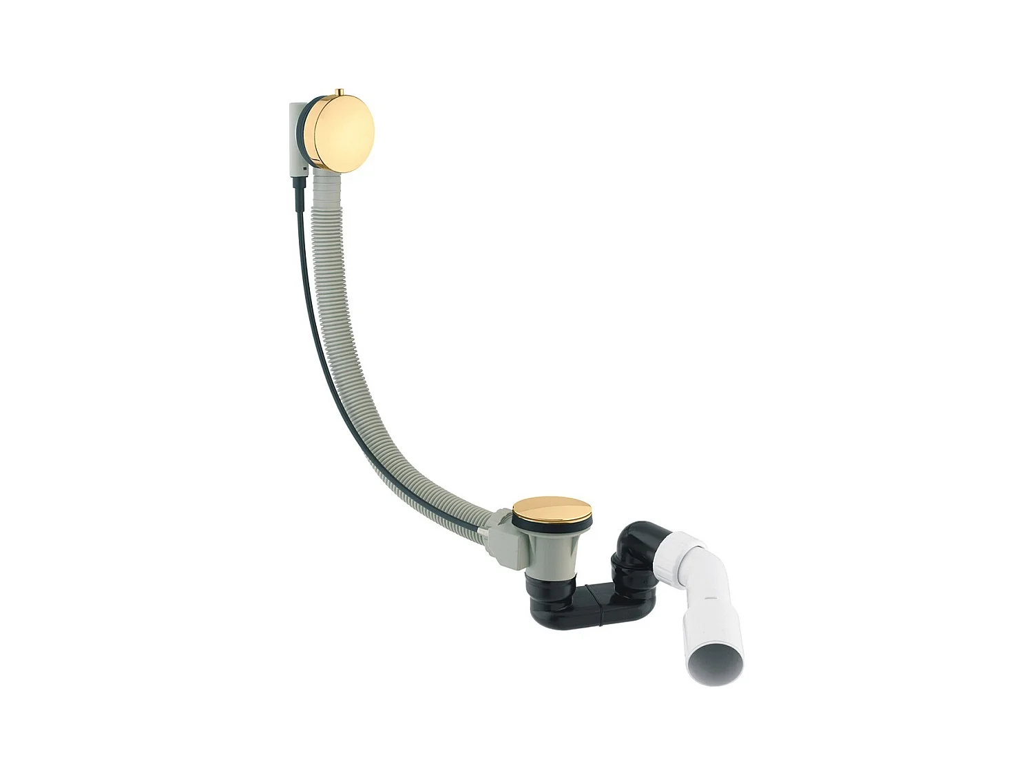 Ensemble de vidange de baignoire avec bonde extra-plat en laiton - Doré