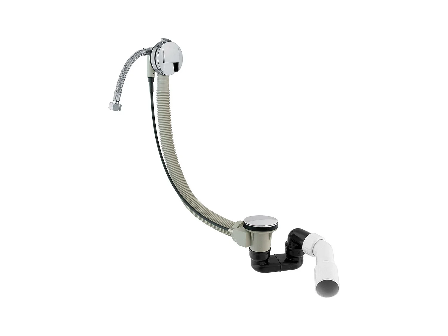 Ensemble de vidange de baignoire avec bonde extra-plat en laiton - Chrome