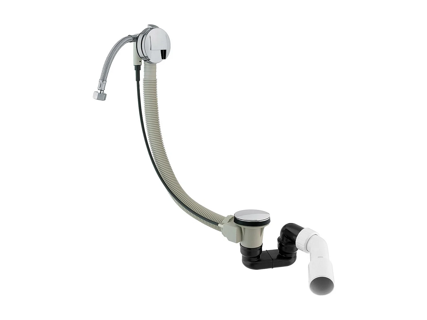 Ensemble de vidange de baignoire avec bonde extra-plat en laiton - Chrome