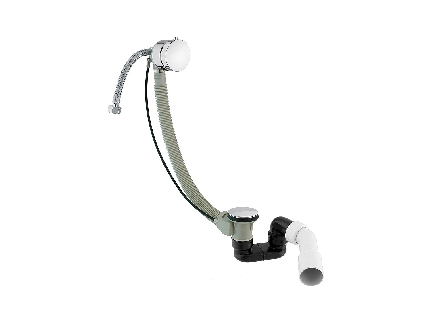 Ensemble de vidange de baignoire avec bonde extra-plat en laiton - Chrome