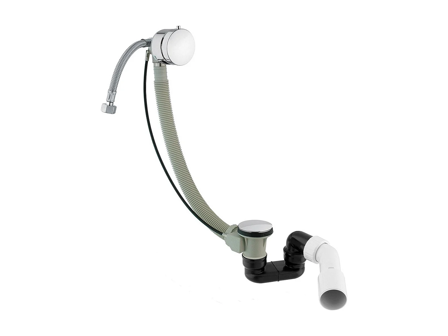 Ensemble de vidange de baignoire avec bonde extra-plat en laiton - Chrome