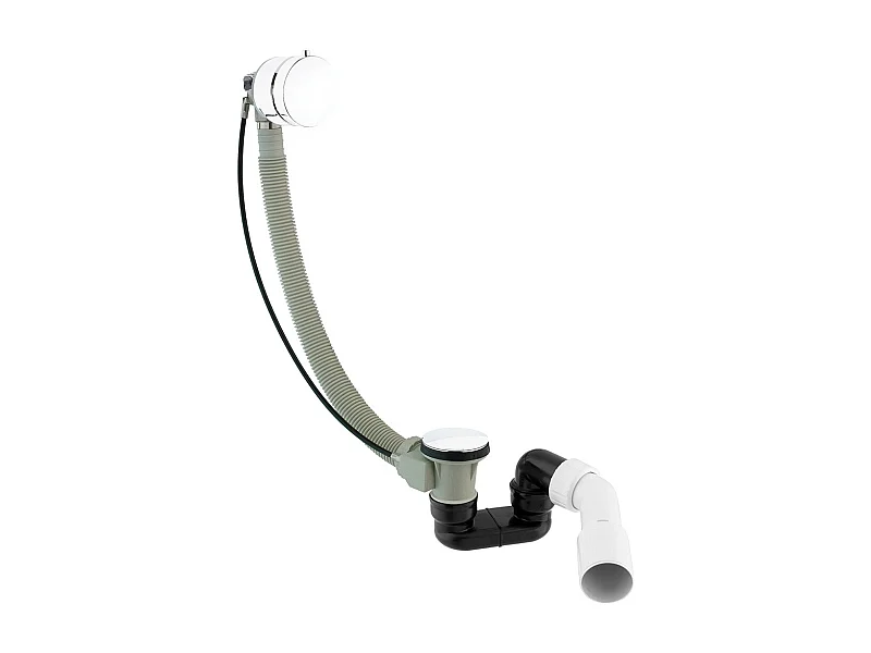 Ensemble de vidange de baignoire avec bonde extra-plat en laiton - Blanc