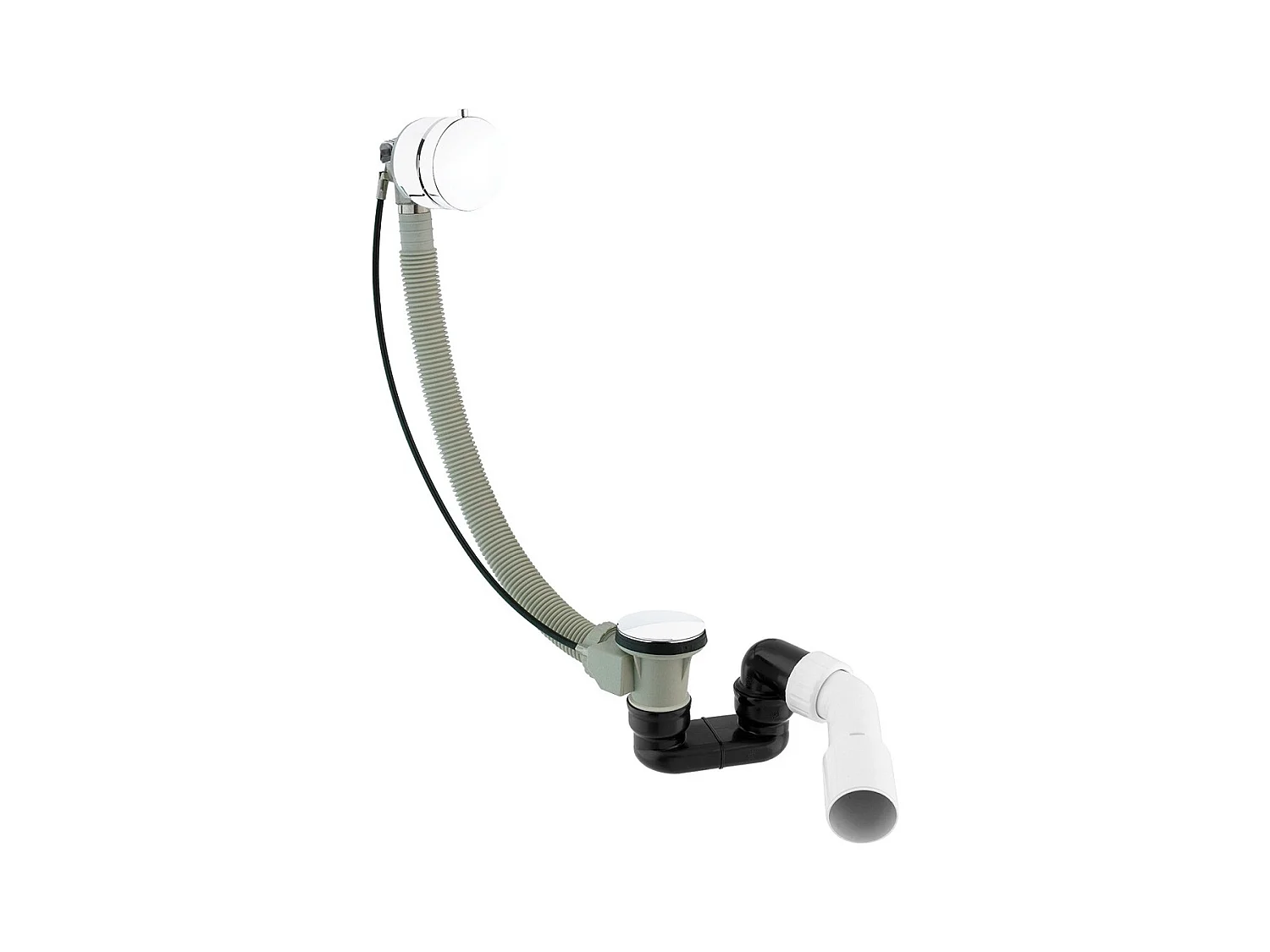 Ensemble de vidange de baignoire avec bonde extra-plat en laiton - Blanc