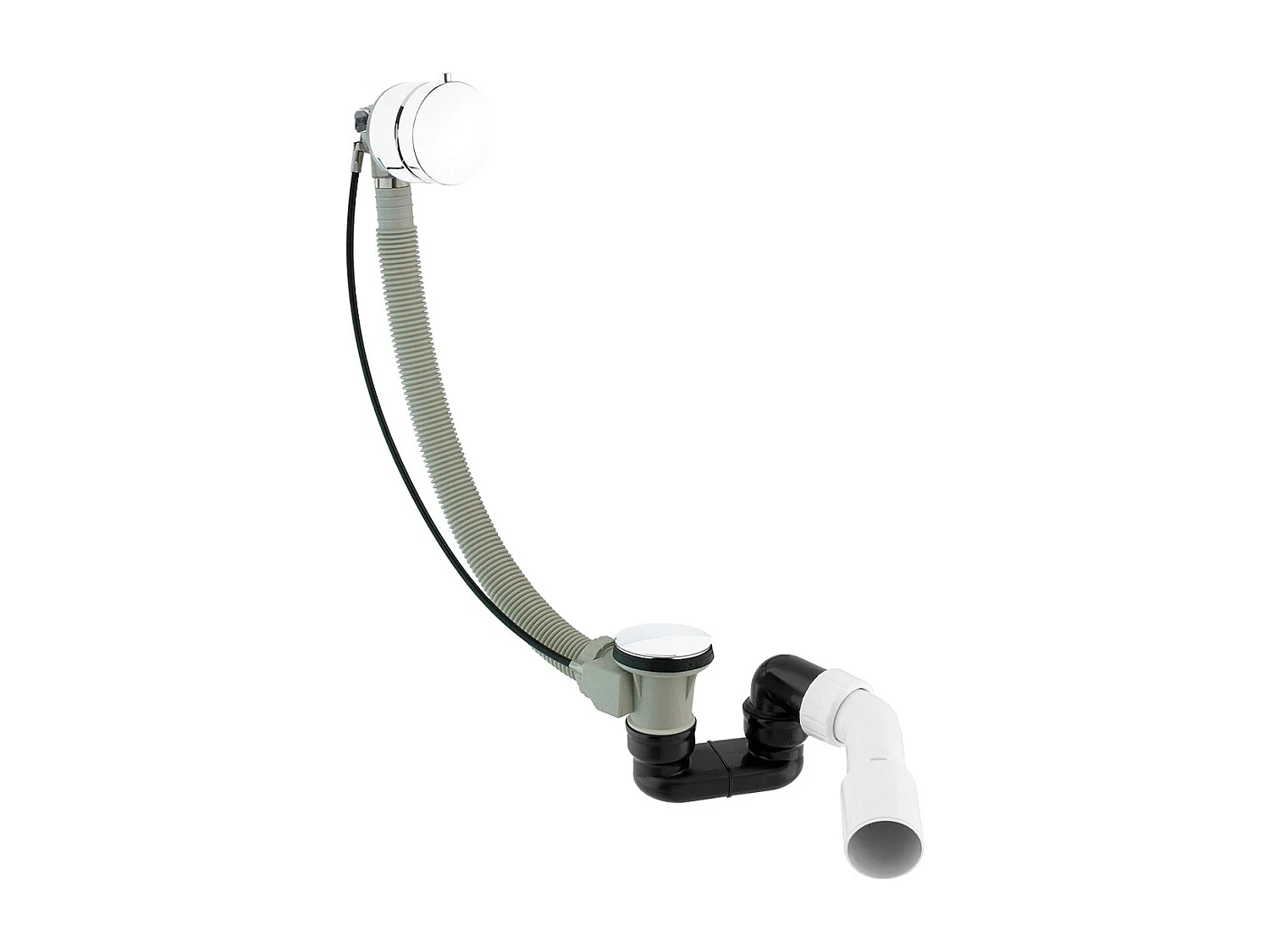 Ensemble de vidange de baignoire avec bonde extra-plat en laiton - Blanc