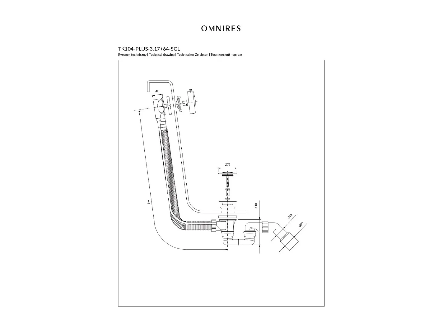 Ensemble de vidange de baignoire avec bonde extra-plat en laiton - Or brossé